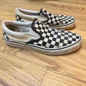 Vans shoes slip on checkered white black size womens 9